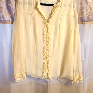 Sheer cream colored chiffon blouse